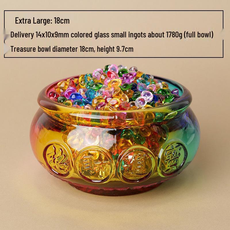 Citrine Feng Shui Treasure Pot with Gold Ingot and Multicolor Money Bag - Gift for New Beginnings