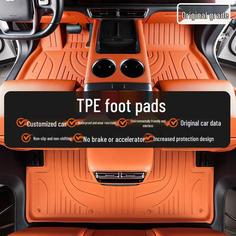 Li Auto L6 Custom-Fit Floor Mats, Original Orange, Double Layer TPE, Interior Decoration. TPE Floor Mat