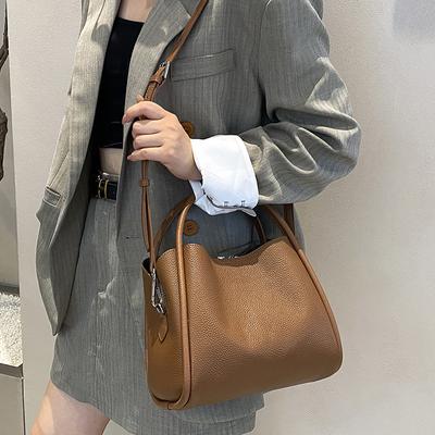 Bucket Bag Genuine Leather Women's Bag Large-capacity Hand-held Crossbody Bag Vegetable Basket Bag