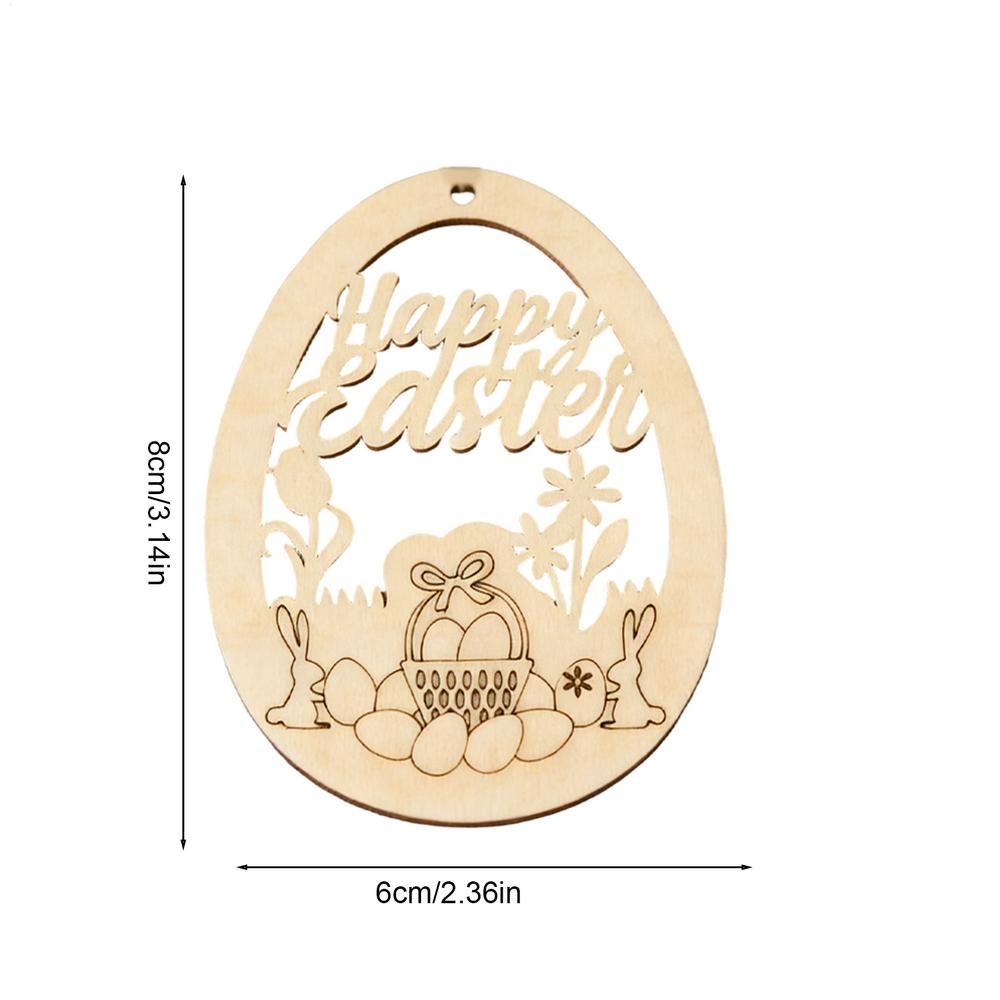 10pcs Easter Unfinished Wood Ornament Hollow Egg Shaped Ornament DIY Wooden Easter Eggs Paintable Decorations for School Party