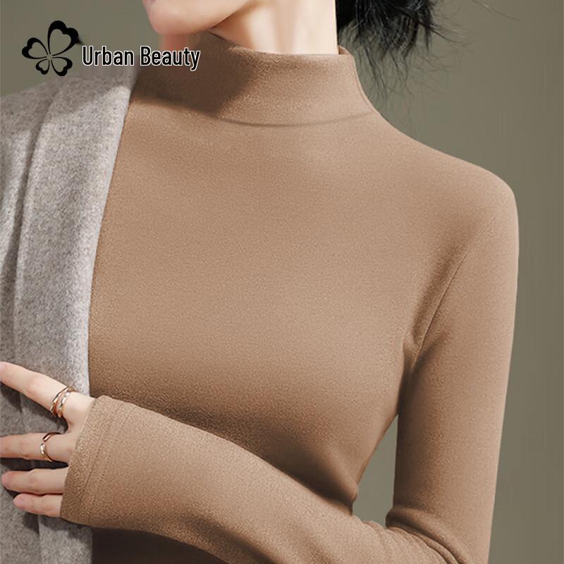 Urban Beauty Women's Fleece-Lined Semi-High Neck Long Sleeve Top