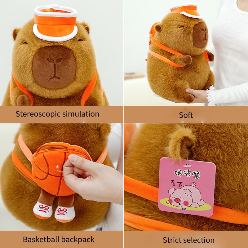Backpack Capybara Basketball Plush Toy Cozy Kids Companion Stuffed Gift Animal
