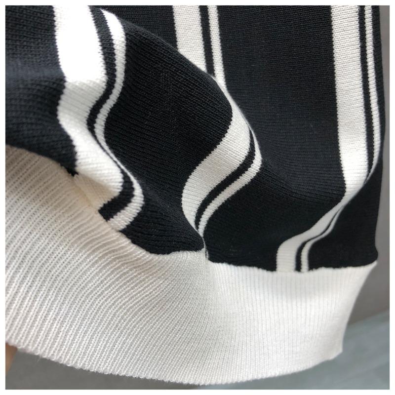 Summer Men's Knitting Stripe Short Sleeve T Shirt Men Casual Button Fashion Fashion Polo Shirt