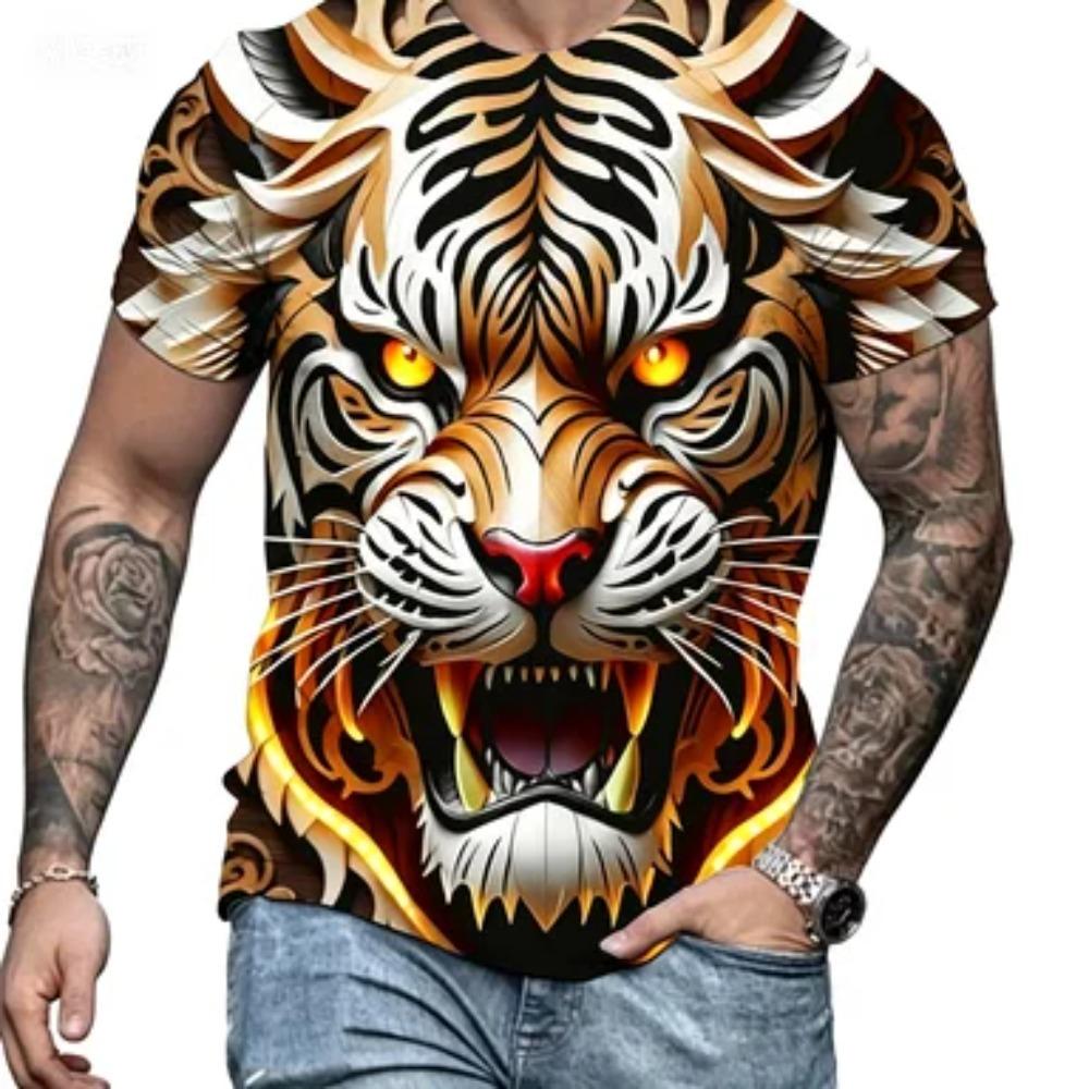 Tiger 3D Printed Sports Fast Drying Breathable Men's Outdoor Street T-shirt