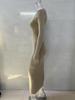 Damen Langarm Herbst/Winter Woll Bodycon Kleid - Gestrickt, Gerippt, Einfarbig, Rundhals