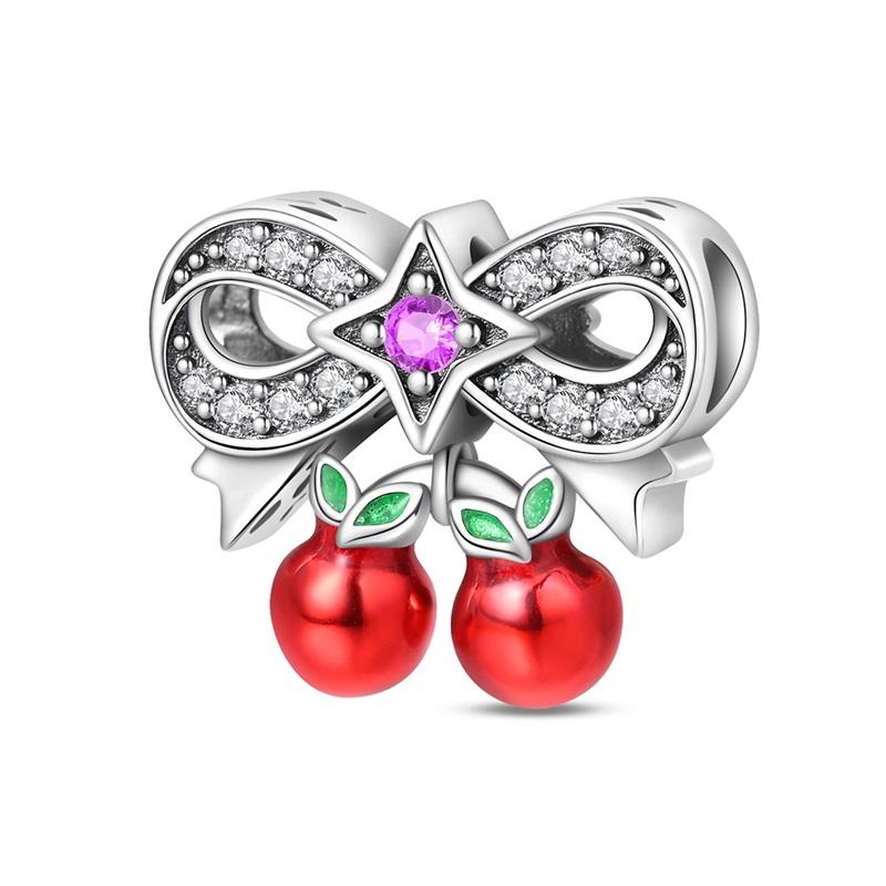 New 925 Silver Red Series Heart-Shaped Strawberry Rose Charms Beads For Women Fit Bracelet DIY Jewelry Gifts