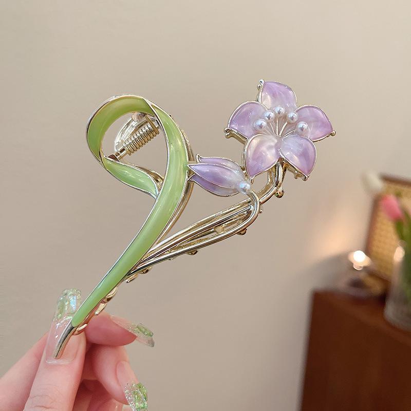 1PC Temperament Grab Clip Gardenia Back Of Head Grab Clip Tulip Shark Clip Large Sweet Super Fairy Premium Multi-Coloured