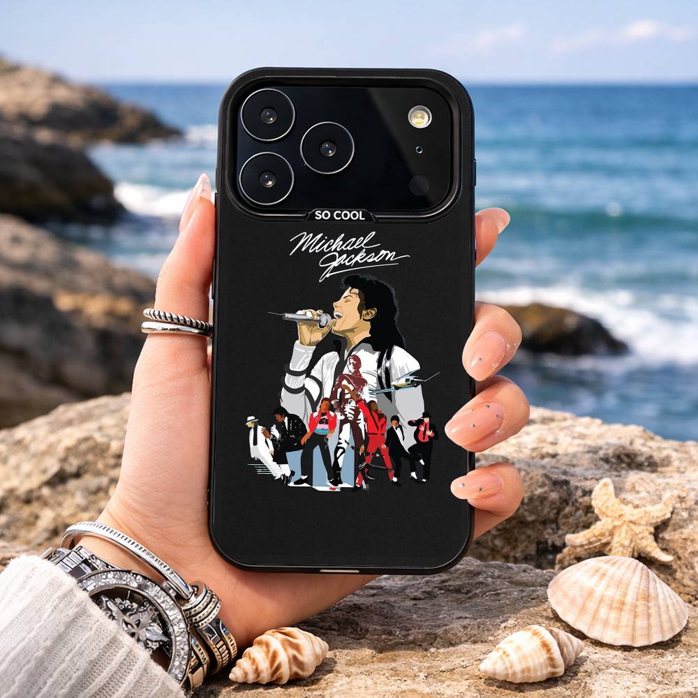 Funda de Teléfono de Michael Jackson Para iPhone17,16,15,14,13,12,11,Pro,MAX Blanca Mate Resistente a Golpes