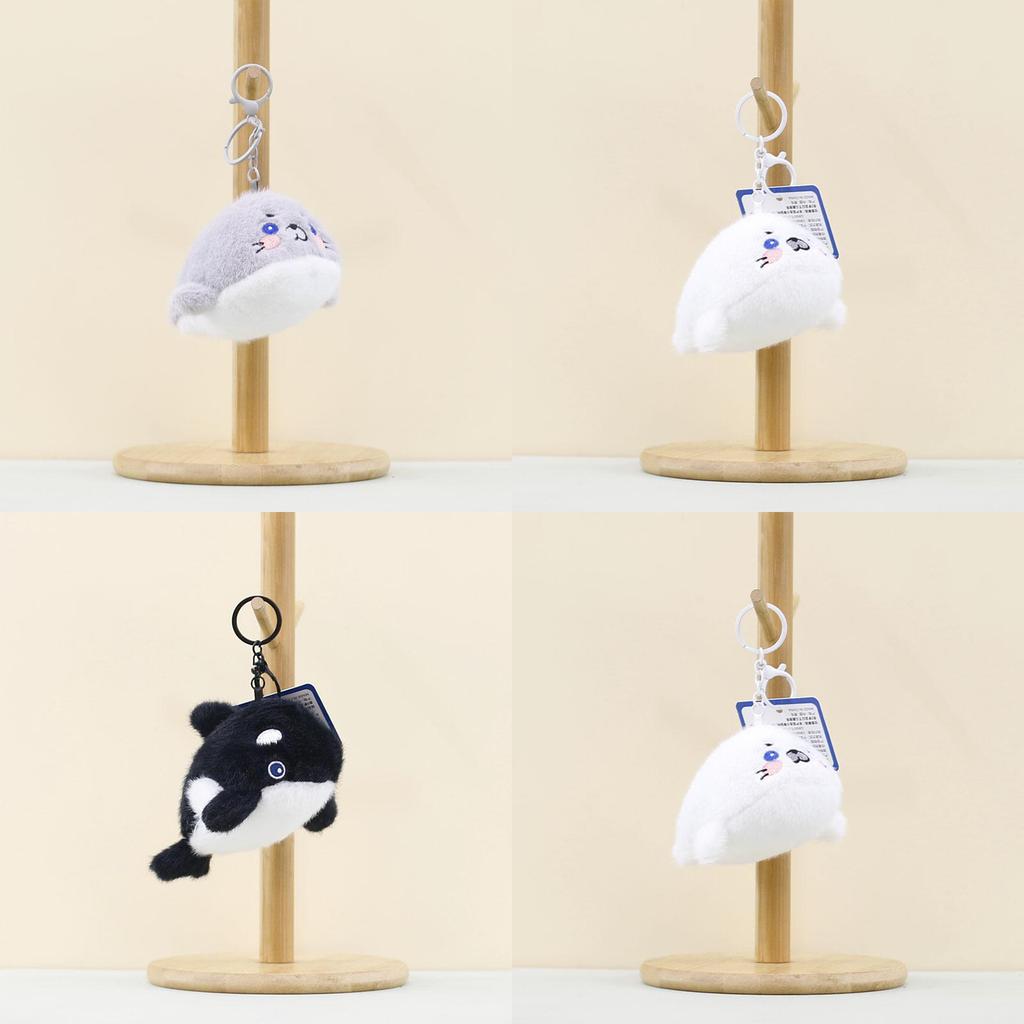 Adorable Plush Whale And Seal Keychain Accessories Soft Stuffed Animal Toys
