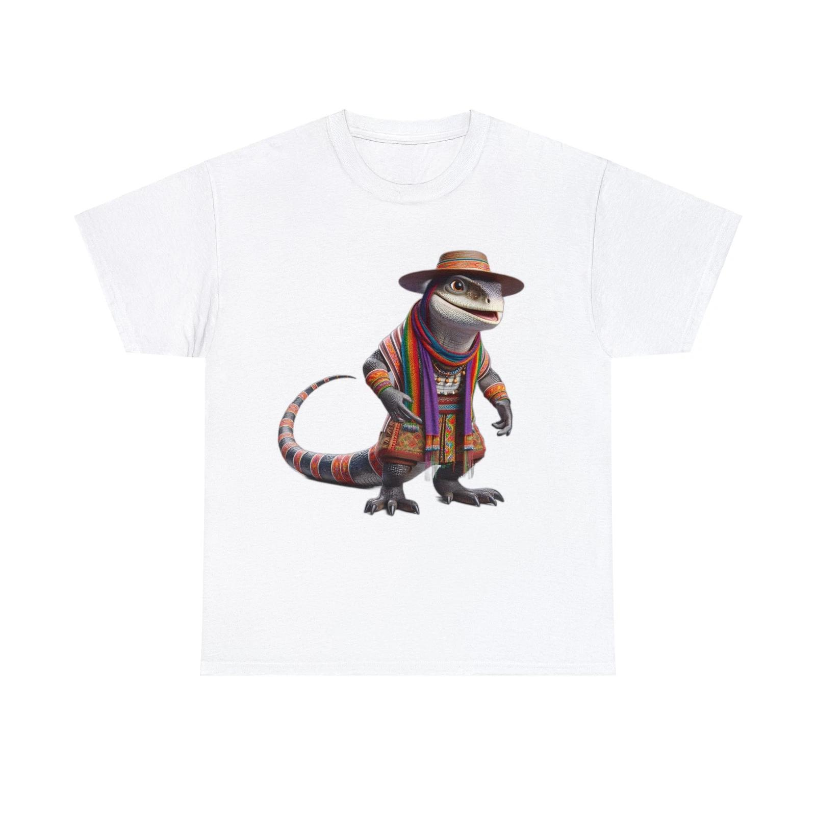 Unisex Adult Animal T-Shirt: Vibrant Tribal Reptile Fashion Tee Lizard Graphic XL