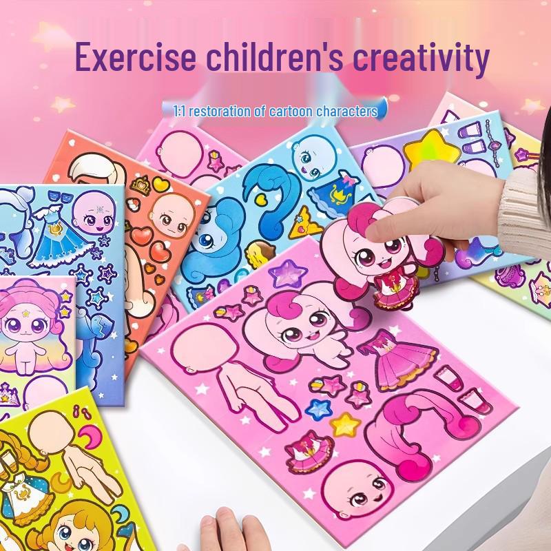 Moe Princess Reusable Dress-Up Stickers for Girls - High-Value Cartoon Playset