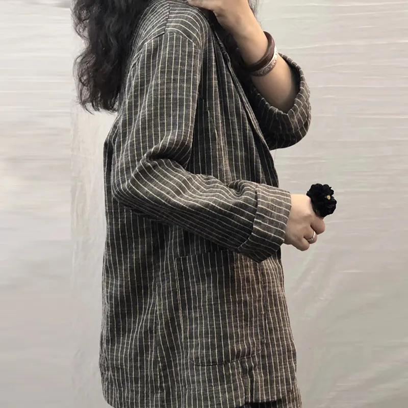 Spring Autumn Women's Retro Style Leisure Suit with Long Sleeves Loose Two-piece Set Jacket + Trousers 2 Pieces Set