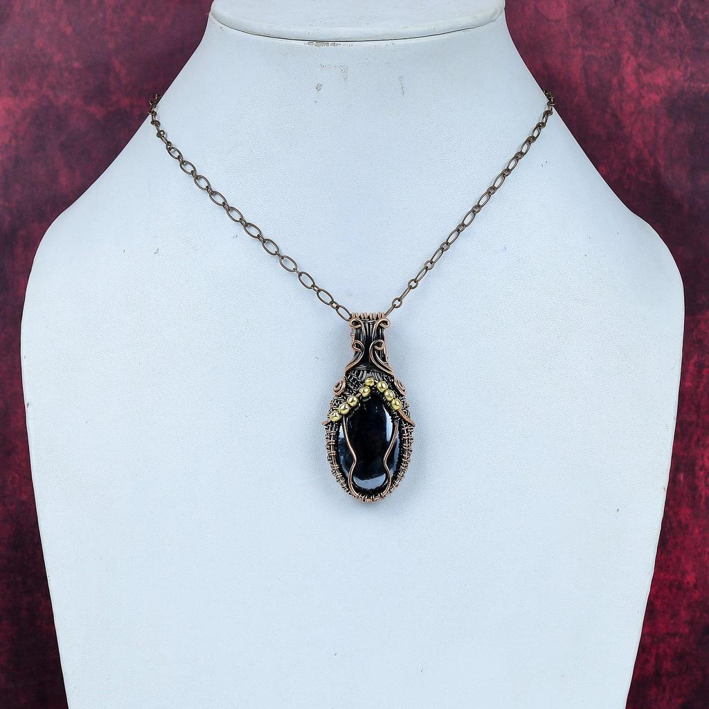 Shungite Pendant Copper Wire Wrapped Pendant Unique Style Pendant Handmade Copper Jewelry Gemstone Pendant Gift for Dad Wire Wrapped Jewelry