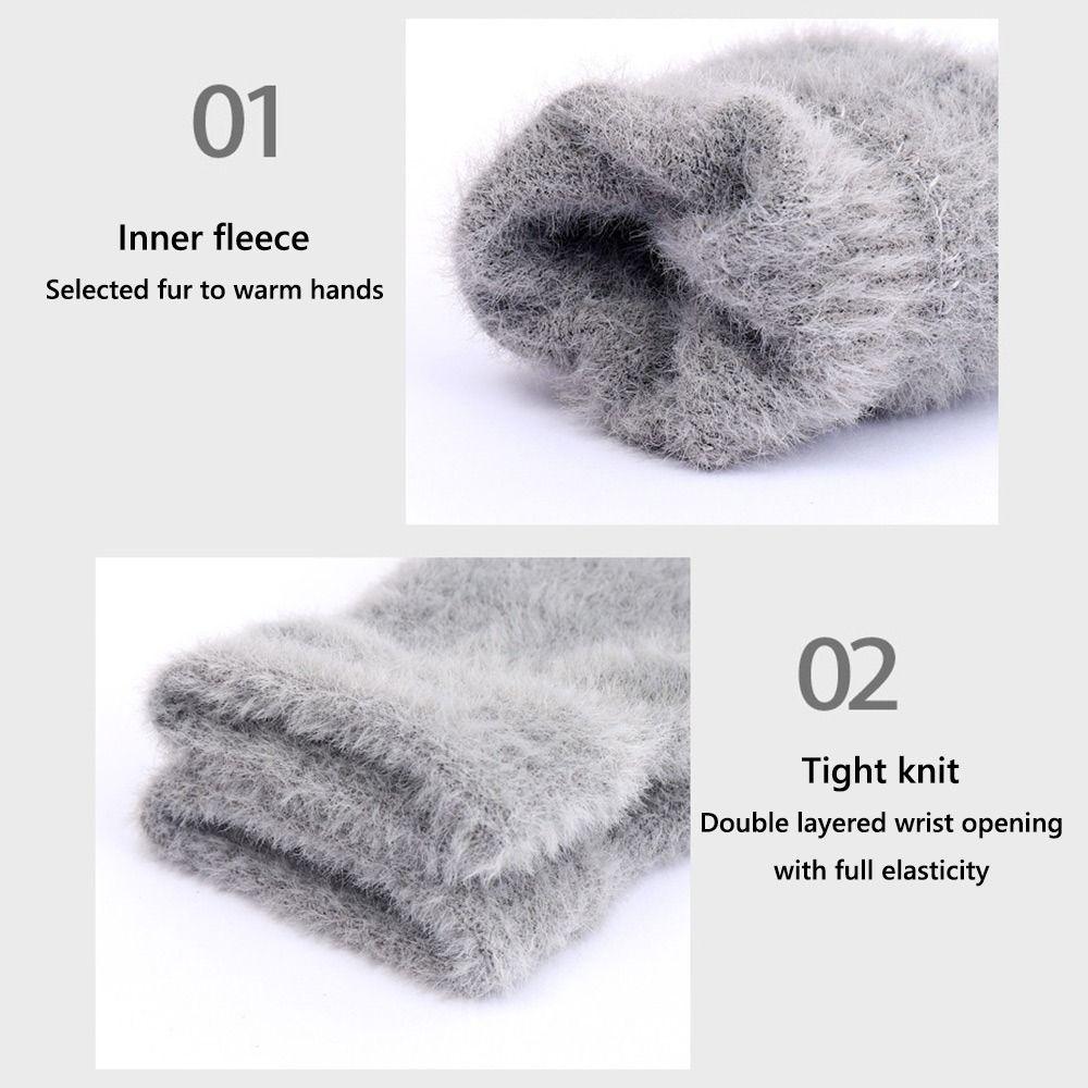 Imitation Mink Coldproof Mittens 2 Fingers Knitted Gloves Writing Student Gloves Autumn Winter