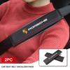 2Pcs Leather Car Seat Belt Safety Shoulder Pad Protection Cover For Porsche 911 718 Cayenne Cayman Panamera Macan Taycan Boxster