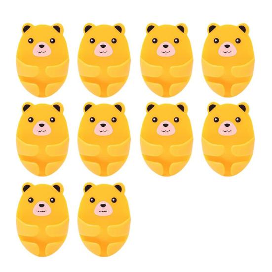 

Cute Bear Plugs Holders Adhesive Wall Hook Plastic Phone Charger Holders No Drilling Needed Wall Mounted Organizer for Plugs Charger Storage 10 pcs жовтий