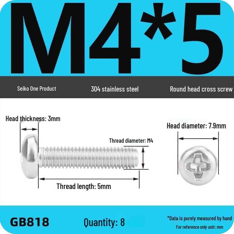 Phillips Pan Head Machine Screws, 304 Stainless Steel, Sizes M1-M10