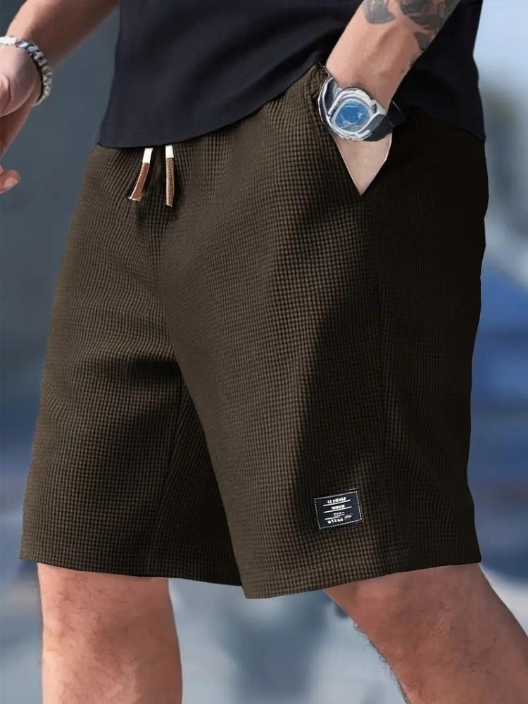 Pantaloncini Casual da Uomo Trama con Coulisse in Vita, Tasche per Abbigliamento Casual, Spiaggia o Attività all'Aperto, Pantaloncini Quotidiani Pantaloncini con Coulisse in Vita