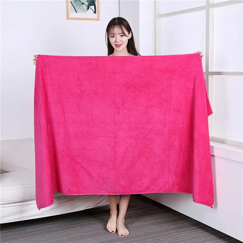 

Большие банные полотенца Впитывающие неворсистые бытовые полотенца Утолщенные увеличенные ткани Мягкие впитывающие простыни для салонов красоты и массажа 70*140CM ярко-розовый