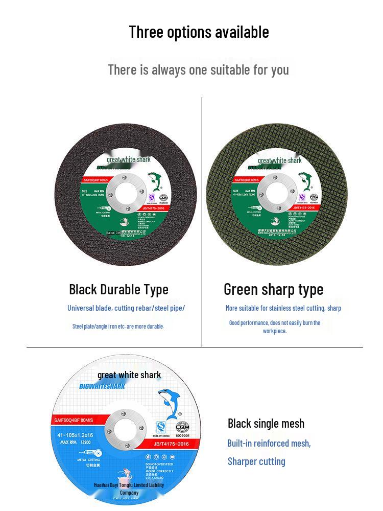 Great White Shark Angle Grinder: Stainless Steel Resin Cutting and Polishing Disc