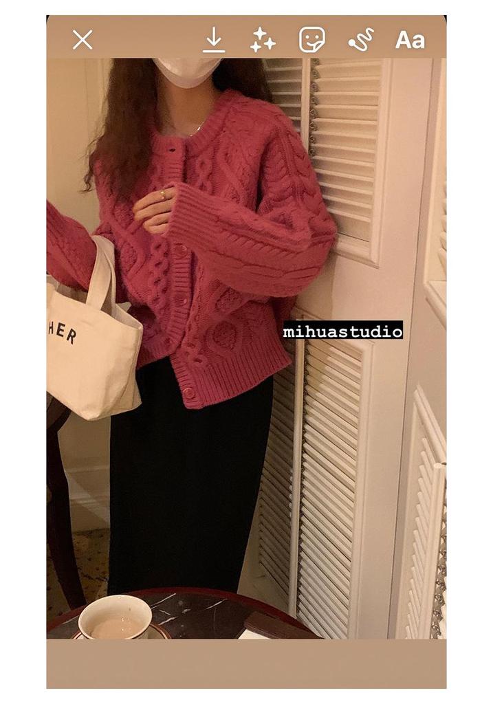 Twisted Knit Cardigan: Thickened Milk Fur Sweater Coat for Women, Autumn Winter 2022