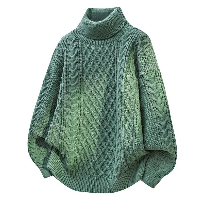 2025 Herfst Winter Heren Casual Twist Truien Heren Effen Kleur Coltrui Mannelijk Hoge Hals Gebreide Tops Man Fleece Pullovers