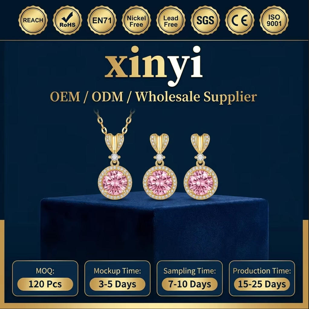 Copper Set Zircon Gold Plated Stainless Steel Chain Flower Butterfly Earrings Necklace Women's Jewelry