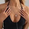 SHIXIN Stainless Steel Imitation Pearls Pendant Long Necklace Women Exquisite Snake Bone Adjustable Sweater Chain Party Jewelry