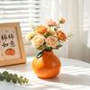 Cute Orange Shaped Ceramic Bud Vase, Small Fruit Flower Vase for Hydroponic Plants, Creative Home & Office Desktop Decor