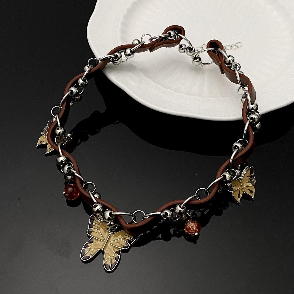 Y2K Spicy Sweet Girl Leather Choker: Cross Ultra-Short, Heavy-Duty Chain Collar
