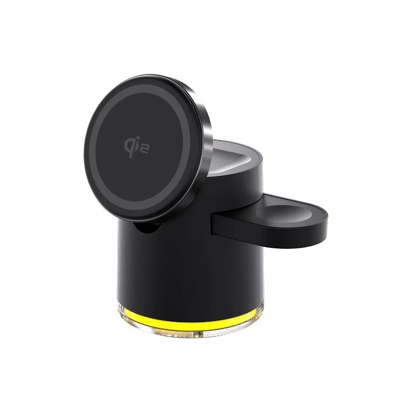 4 in 1 Fast Charging Dock Stand QI2 Wireless Charger Night Light For Magsafe iPhone 16 15 14 Pro Max Airpods Pro 2-8 Apple Watch