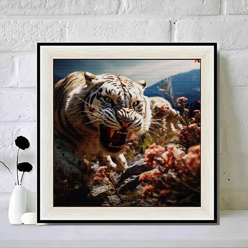 New Arrival 5D DIY Full Circle Diamond Painting "Tiger Roar" Embroidery Cross Stitch Home Decor Gift