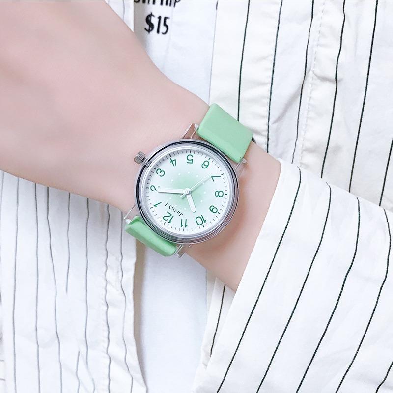 

New silicone tape student watch girl junior high school student exam special watch luminous waterproof quartz watch