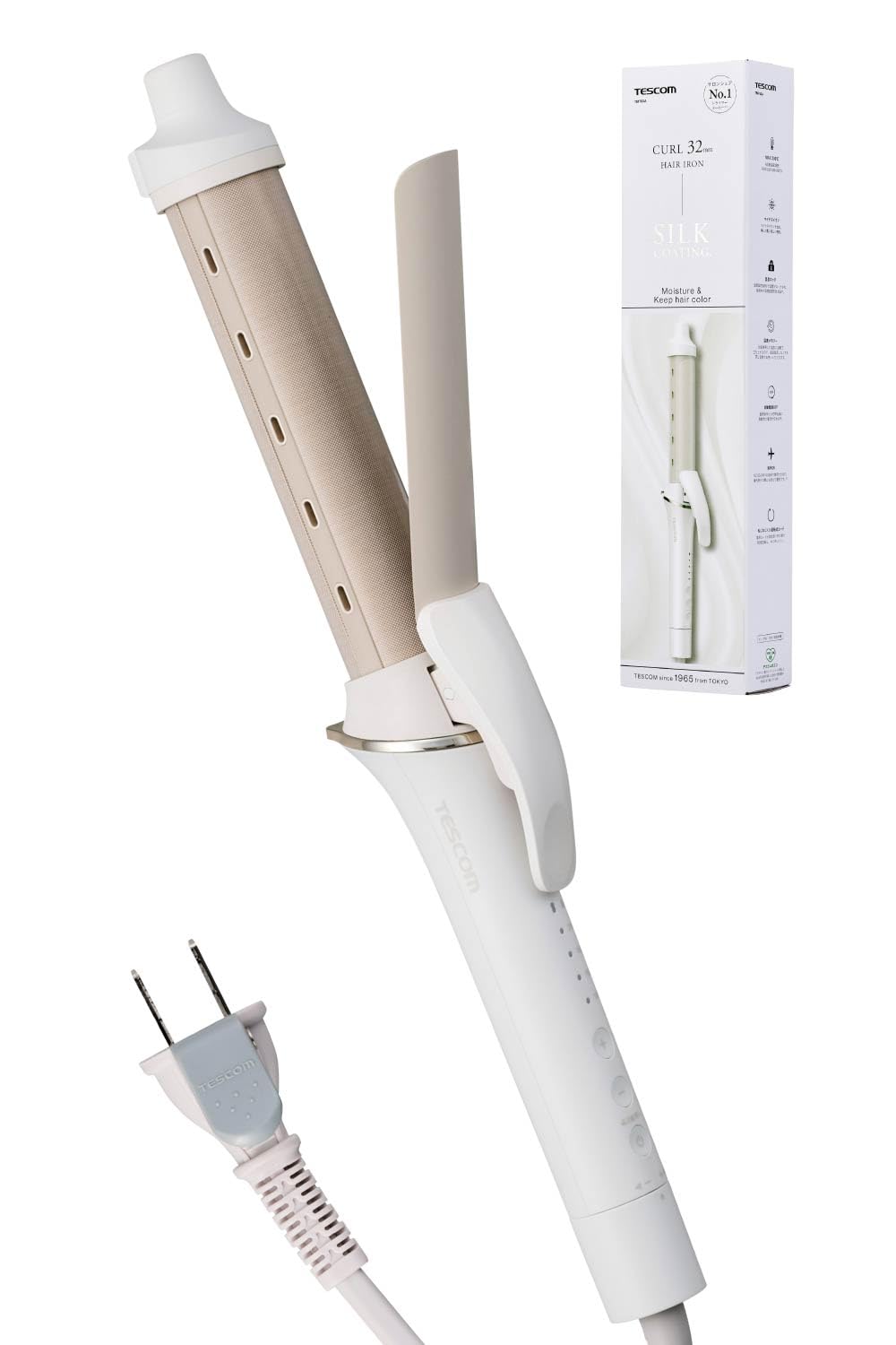 TESCOM Hair Negative Silk Temperature International Iron, 32mm, Ion, Coating, 140-200°C, Control/Lock/Memory, Compatible, Auto-Off, Easy-Disconnect