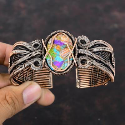 Πολλαπλό Χάλκινο Τυρκουάζ Βραχιόλι Χάλκινο τυλιγμένο με μανσέτα Βραχιόλι από Πραγματικό Πολύτιμους Λίθους Βραχιόλι με Ρυθμιζόμενη μανσέτα Χειροποίητο Δώρο Κοσμήματος