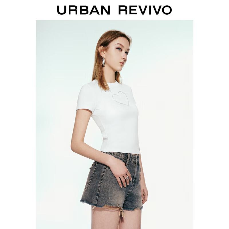 UR Women s Slim Fit Heart Diamante Short Sleeve T-shirt M