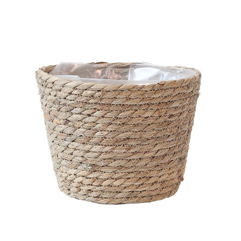 Nordic Woven Bamboo Flower Basket: Straw-style Pot for Flower Arrangement and Desktop Storage Ornaments in Home or Living Room.