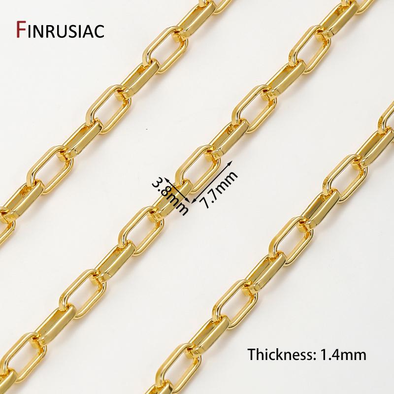 

18K Gold Plated Brass Square Link Chain,3.8*7.7mm Paperclip Chain Oval Link Chain for DIY jewelry making accessories 1 meter