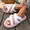Home Slippers, Comfortable and Warm Open Toed Soft Plush Shoes, Solid Color Indoor Floor Slippers