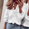Women's Ruffle V-Neck Long-Sleeve Retro Slimming Top