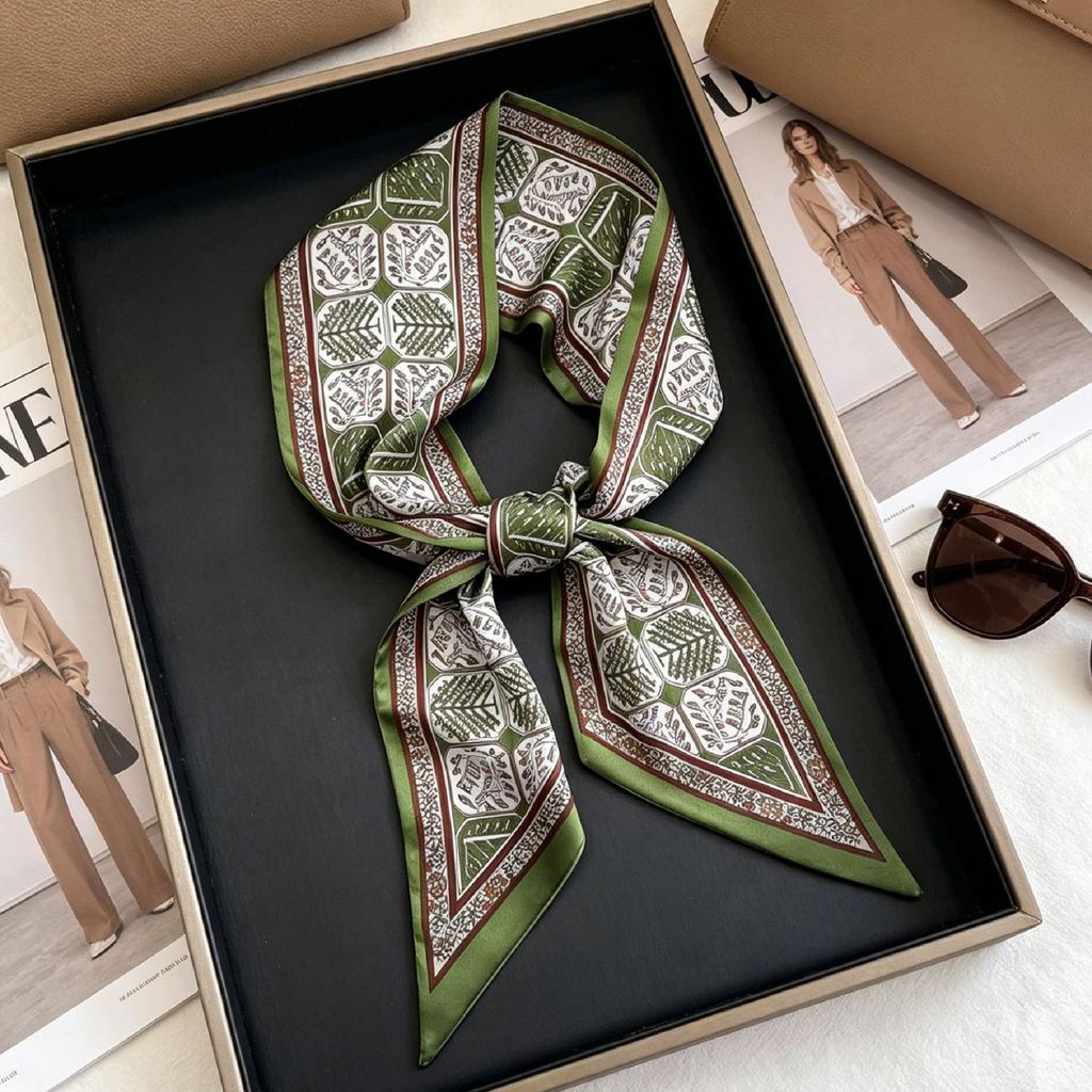 French retro polka dot long silk scarf women's spring and summer fashion temperament versatile high-end scarf headband streamer belt
