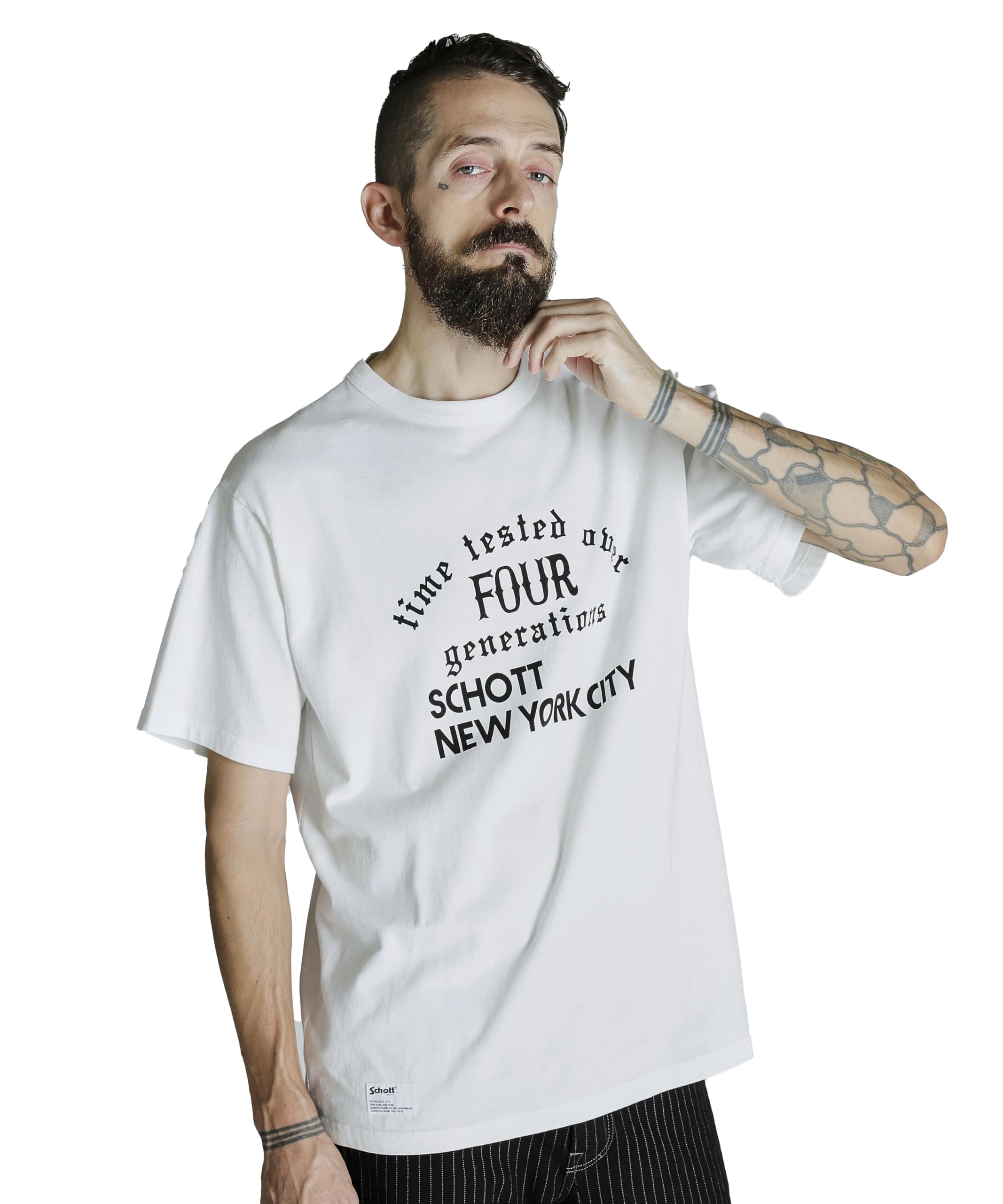 

Schott Pigment T-Shirt Time Tested Over Four Generations Pigment Print T-Shirt, Men s, Size M, 030, White, 782-5134026