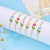 Koreanisches leichtes Luxus-Tulpenblüten-Armband Vintage-Ästhetik Emaille Bunte Blumen-Charms-Armbänder für Damen Party-Schmuck Geschenk
