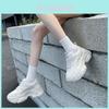 Casual Womens Sneakers With Cross Straps And Thick Sole For Daily Wear