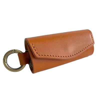 [Hikawahyogen] Compact Key Case, Leather, Japanese-Made, Camel, 39x93x24mm