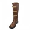 Fashion niche retro platform Martin boots women's autumn belt buckle high knight boots medium boots