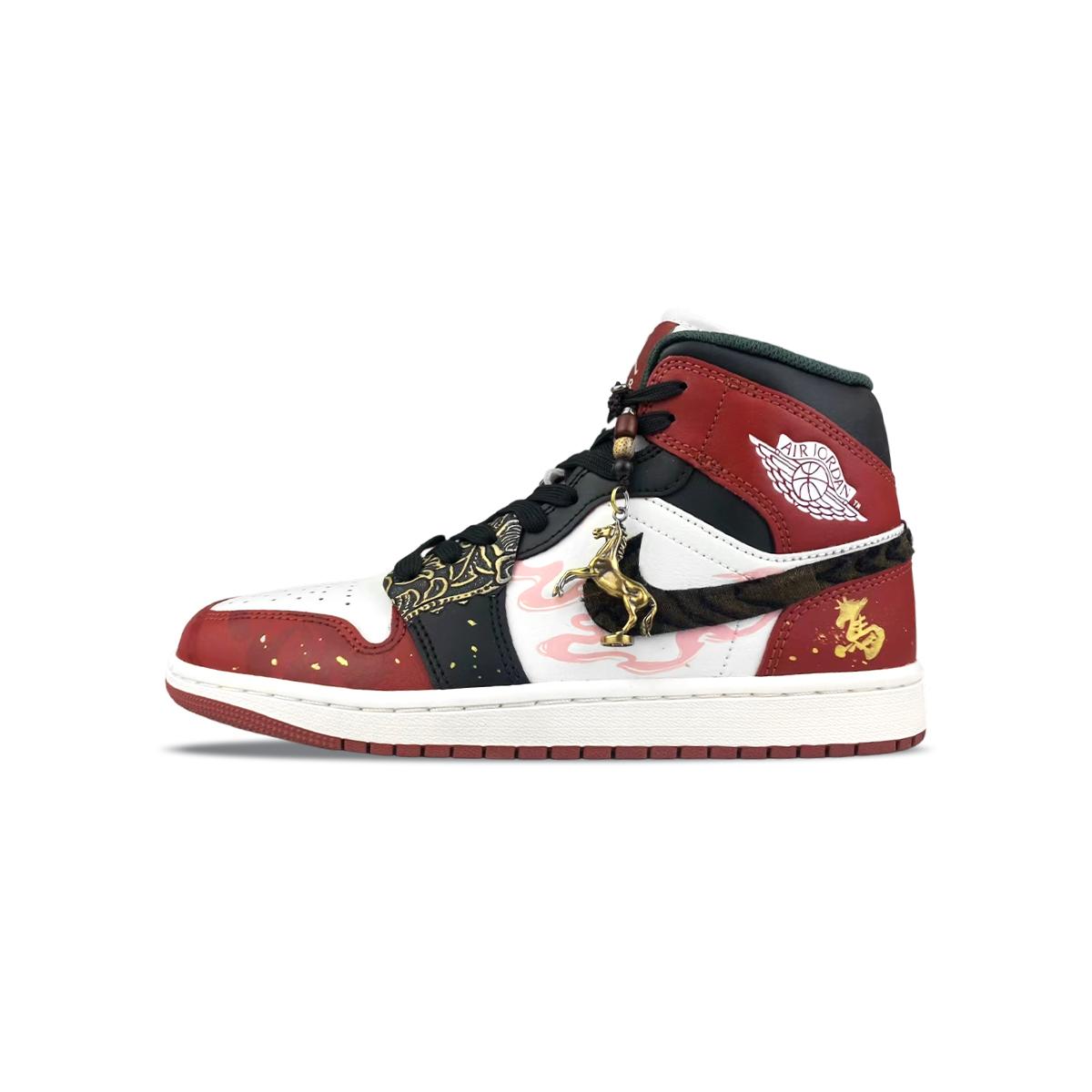 

Jordan Air Jordan 1 Mid top Vintage Basketball Shoes Unisex Red White DQ8426-105(Team478-) 41