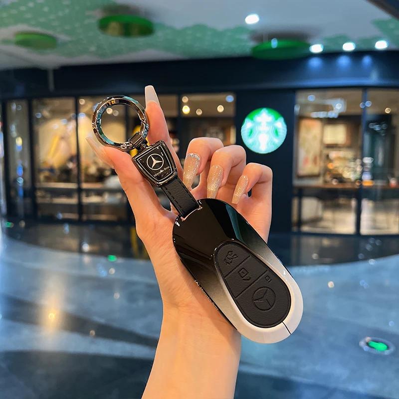 Suede Car Key Case Cover Protector Shell For Mercedes Benz C CLE E GLC S Class W206 X254 W214 W223 Remote Fob Shell Case HO1