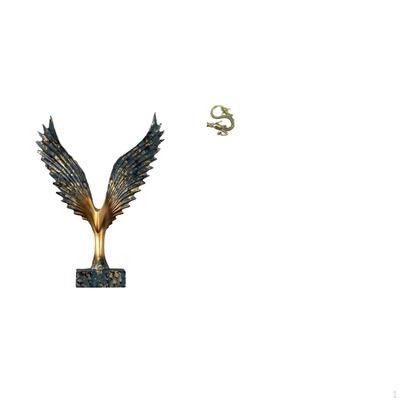 Resin Brass Spreading Wing Statue Sculpture Feng Shui Ornament Decorative Mini Tea Pet Figurine
