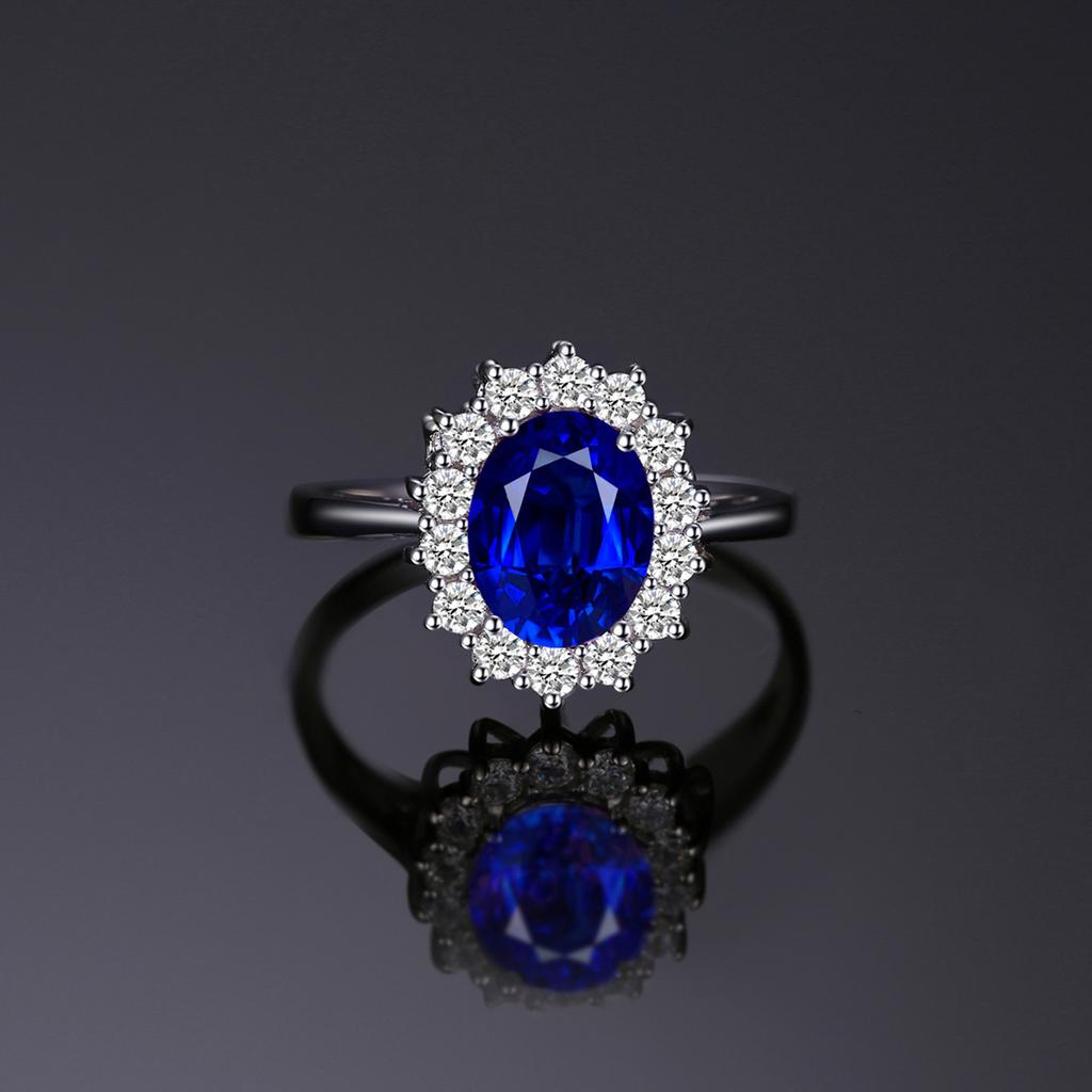 JewelryPalace Prinzessin Diana Kreierter Blauer Saphir 925 Silber Verlobungsring Rubin Natürlicher Amethyst Citrin Blauer Topas